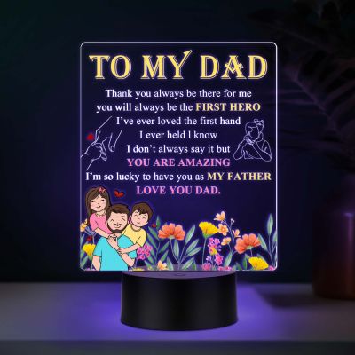 To My Dad UV Print 7 Color LED Night Lamp Fathers Day Gift Acrylic Light